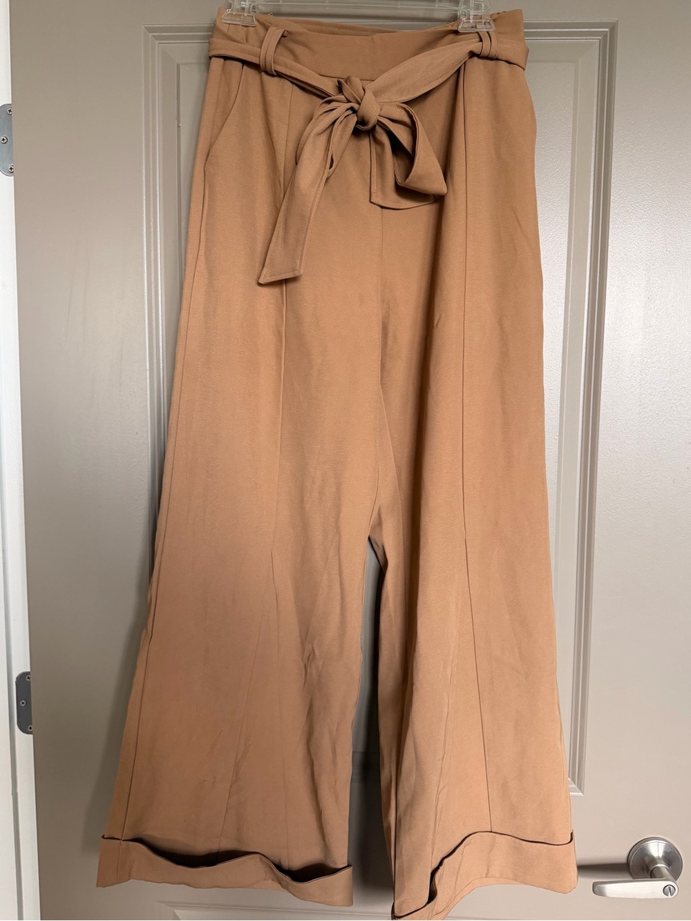 Cupshe Tan Wide Leg Tie Waist Palazzo Pants Size Small